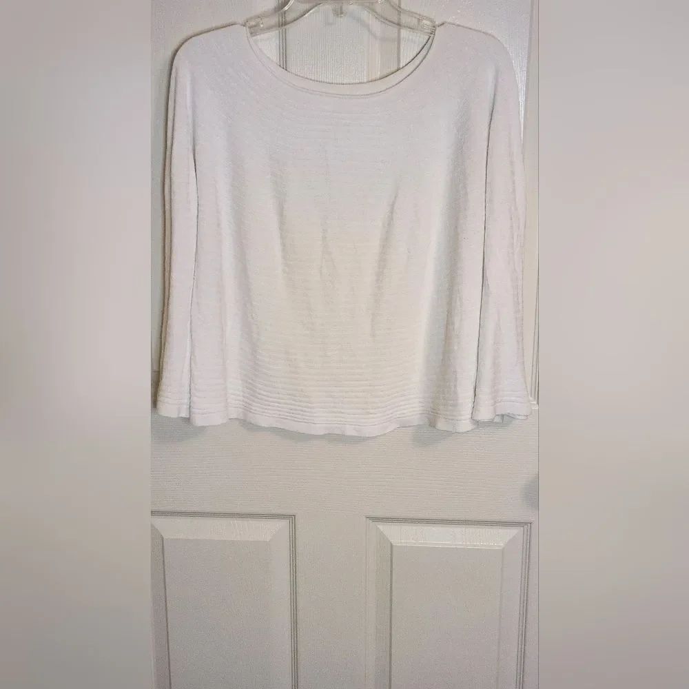 Unbranded L White Italy Ribbed Lngslv Viscose Microfiber Women’s Top Sweater